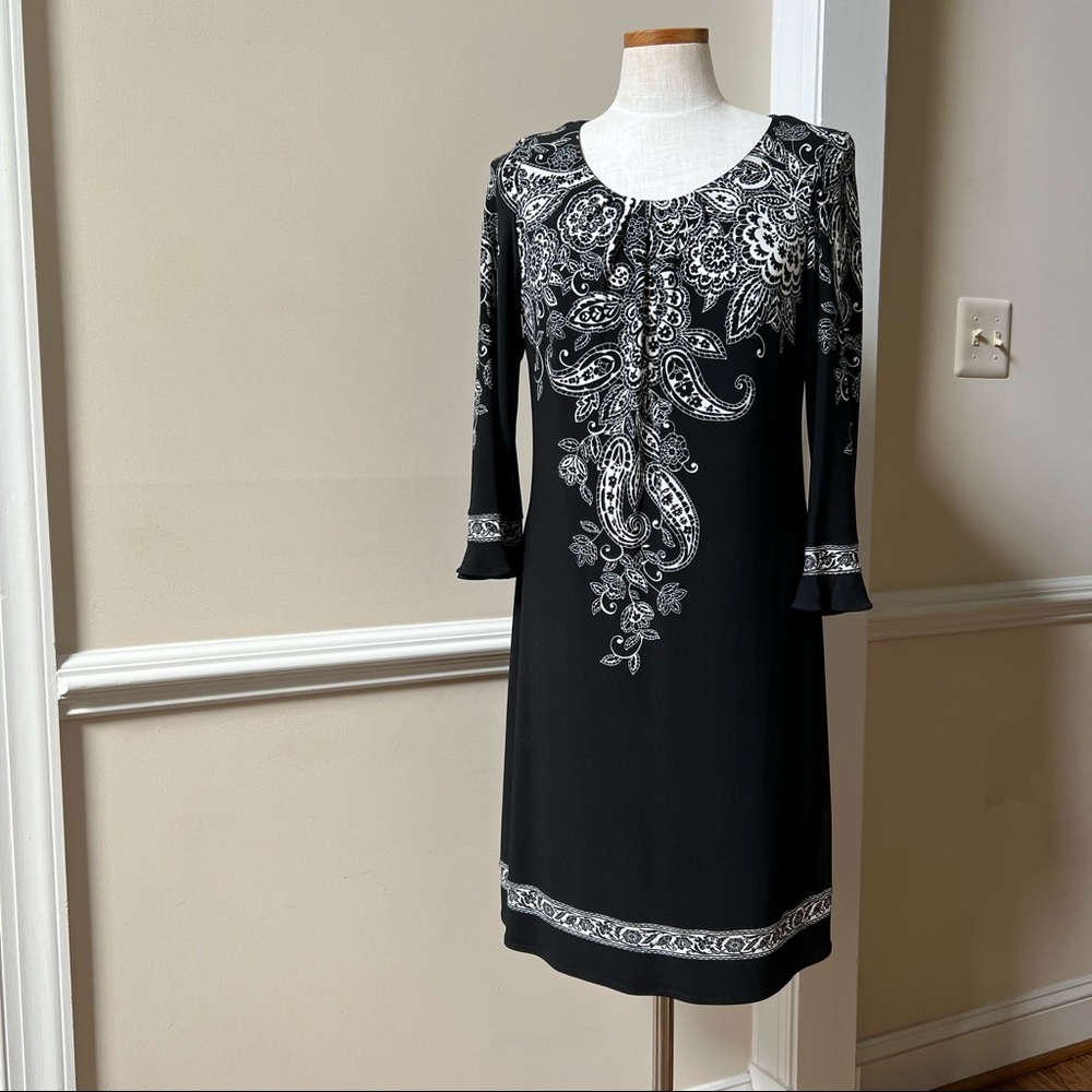 London Times Paisley Patterned Long Flowing Sleeve Dress - Picture 1 of 7